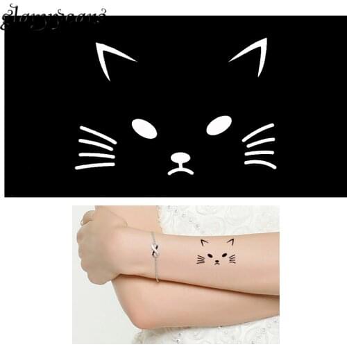 1 Piece Hollow Indian Henna Tattoo Stencil Cute Cartoon Cat Design Health Body Art Paint Mehndi Tattoo Small Template Party G150