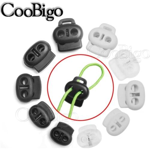 10pcs 2 Hole Plastic Cord End Stopper Bean Cord Lock Toggle Clip for Apparel Rope Shoelace Backpack Sportswear Bag Accessories