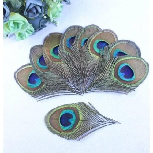 20pcs a pack real Peacock Feather Trimmed peacock eye costumes sewing Hat wedding Decorative 8 to 12 cm