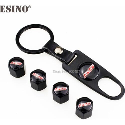 4 x Car Styling Stainless Steel Zinc Alloy Wheel Tire Valve Stems Caps Universal With Mini Wrench Key Chain for Chevrolet SS