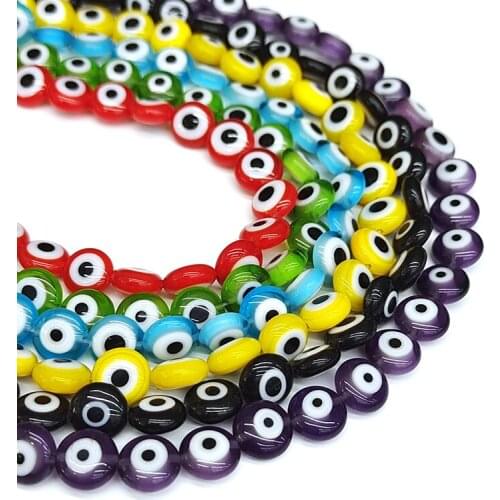 4 6 8 10 12mm Flat Eye Beads Murano Lampwork Beads For Jewelry Making Loose Spacer Beads DIY Bracelet Glass Beads DIY Wholesale