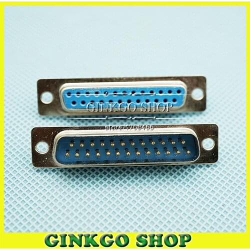 5sets/lot DB25 Connector 5pcs Female & 5pcs Male DB25 Socket Jack 25P Dual Row RS232 Serial Port
