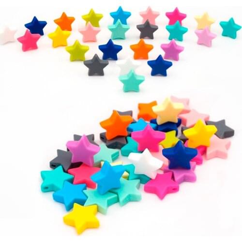 60pc Silicone Beads 25mm Star BPA Free Loose Teething Chew Bead DIY Baby Pacifier Dummy Jewelry Teether Necklace Toy Accessories