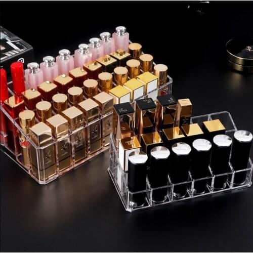 Acrylic transparent lipstick storage box, cosmetics display rack, dust-proof multi compartment, storage case