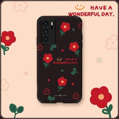 ASINA Imitation Lambskin Case For Huawei P40 P30 P20 Pro Cover Cartoon Bumper Silicone Cases For Nova 3 3i 4 5t 6 7 Capa Flower