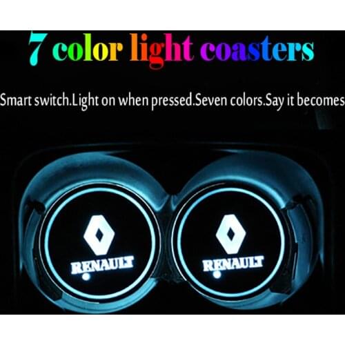 For Renault Megane 2 3 Clio 4 5 Duster Trafic Kadjar Captur Scenic Kangoo Twingo 1X Led Car Water Cup Bottle Holder Luminous Pa