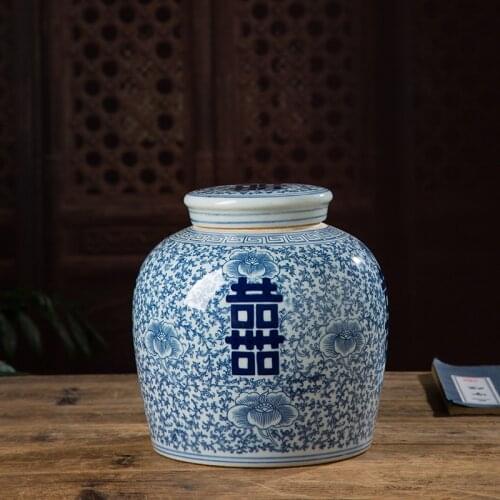 Custom Shaped Home Decor Storage Jar Ceramic Oriental Blue and White Chinese Porcelain Ginger Jars