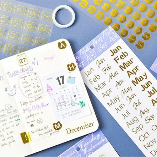 Free shipping 50packs Puzzle Digital Stickers Bronzing Handbook diary cut thin markers School supply