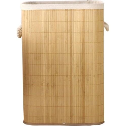 Storage Folding Laundry Basket Organizer Hand-Woven Large Capacity Bamboo Baskets Cover Household Clothes Toys Storage Bucket