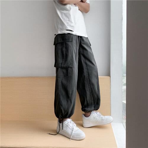Mens Pants Summer Style Of Drawstring Cargo For Loose Straight Leg Wide Mop Popular Logo Streetwear The New Listing