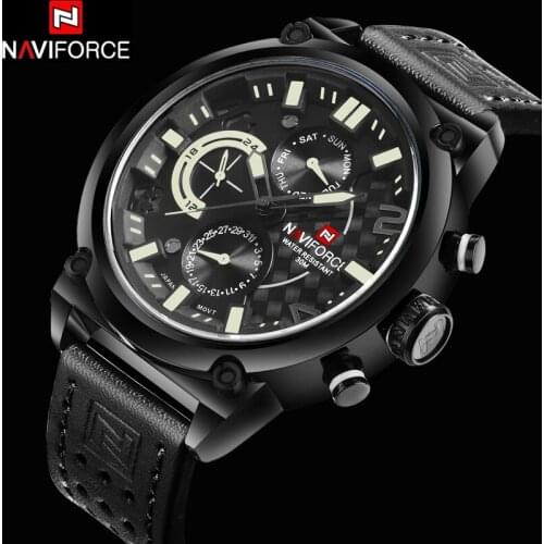 New Luxury Top Brand Men Leather Strap Military Watches Mens Quartz 6 Dial Clock Male Sports Wrist Watch Relogio Masculino