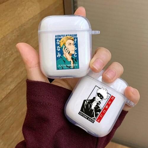 Japan Anime Jujutsu Kaisen Gojo Satoru Earphone Case for Airpods 1 2 Wireless Headphone Soft TPU Clear Cover