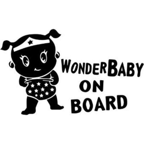 Black/Sliver Fashion WONDER BABY ON BOARD Car Sticker Vinyl Car Door Body Window Creative Decals Decoration C720