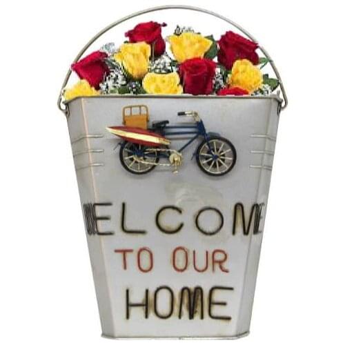 Decorative Metal Flower Pot - Vintage style, aged - Vintage Model - Premium Quality Metal - Stylish Appearance