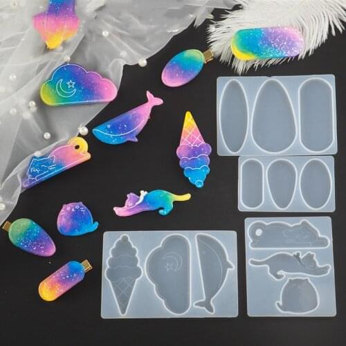 DIY Crystal Resin Epoxy Hair Clip Mold Hair Accessories Handmade Decoration Duckbill Clip Word Clip Jewelry Silicone Mold Set