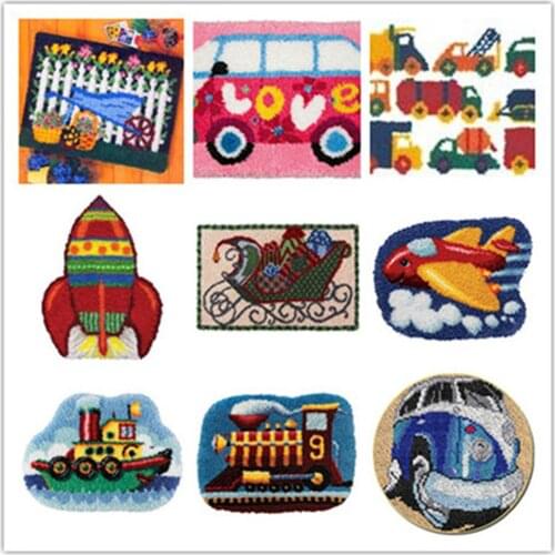 USA shipping Latch Hook Kit Rug Cushion Pillow Mat DIY Craft Car Cross Stitch Needlework Crocheting Rug Embroidery 8