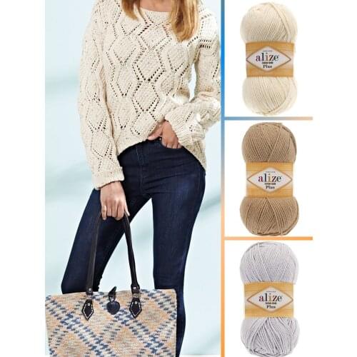 Cotton - Knitted Yarn - 21 Color Options - 200 Meters(100gr) - Alize Cotton Gold Plus - Acrylic - Bag - Cardigan - Sweater - Scarf - Shawl - Vests - Booties - Amigurumi - Berets - Blouse - DIY