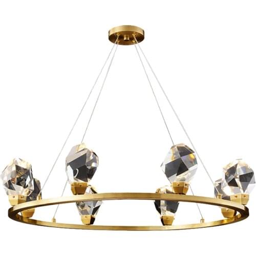 K9 Crystal Chandelier Pendant Light Golden Round Parlor Bedroom Dining Room Brass Suspension Lamps Home Hotel Decor Illumination