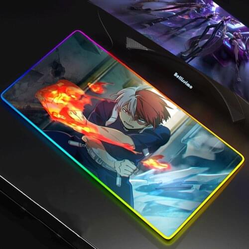 Mouse Pad Anime LED RGB Big 90x40CM Gamer Anti-slip Rubber Pad Play Mats Gaming for RGB Keyboard Laptop Computer shoto todoroki