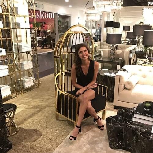 Hotel Club Lobby Rest Creative Sofa Chair Stainless Steel Bird Cage Restaurant Personalized Chair