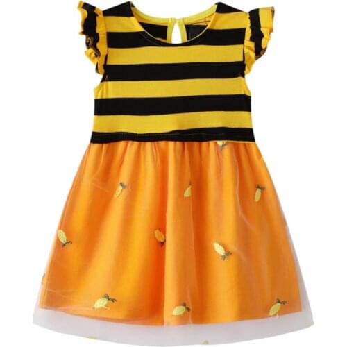 Summer Girls Sleeveless Clothes European And American Girls Cartoon Stripe Cotton Children Girls Party Dresses