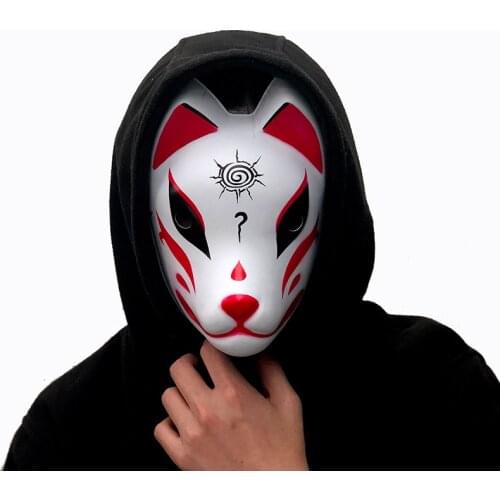 Japanese Fox Masks Cosplay Party Masquerade Halloween Mask With Tassels Bells Full Face Hand-painted Style PVC Masks