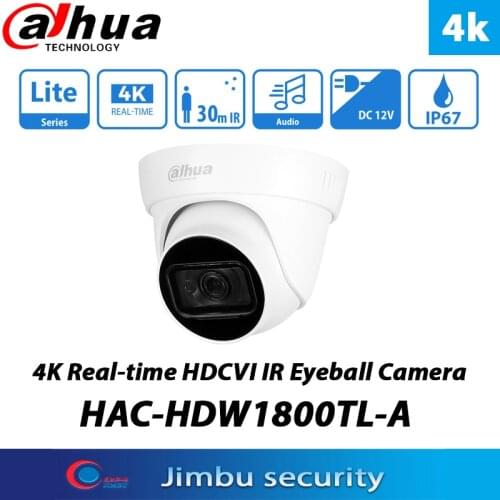 Dahua 8MP 4K HDCVI IR Camera HAC-HDW1800TL-A IR30M cctv microphone IP67 CVI/CVBS/AHD/TVI switchable simulation camera
