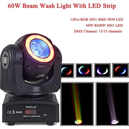 Newest Stage Lighting LED RGBW 4IN1 60W Beam With Strips Wash Moving Head For Party Light/Home Party/LED Stage Disco DJ Lights