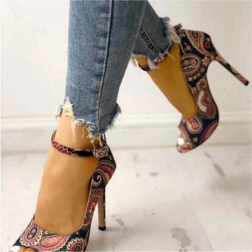 New Gladiator sandals women Small or big size 30-44 print platform high heels sexy fashion buckle strap party wedding shoes 9H