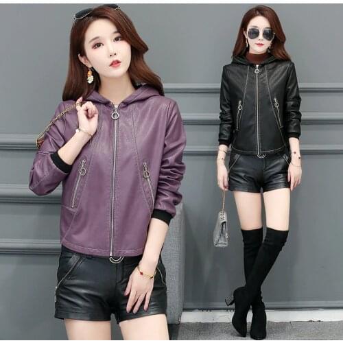 Plus Size 3XL 4XL Womens Leather Jackets 2020 Autumn Leather Jacket Women Leather Coat Female Motorcycle Leather Clothing Black