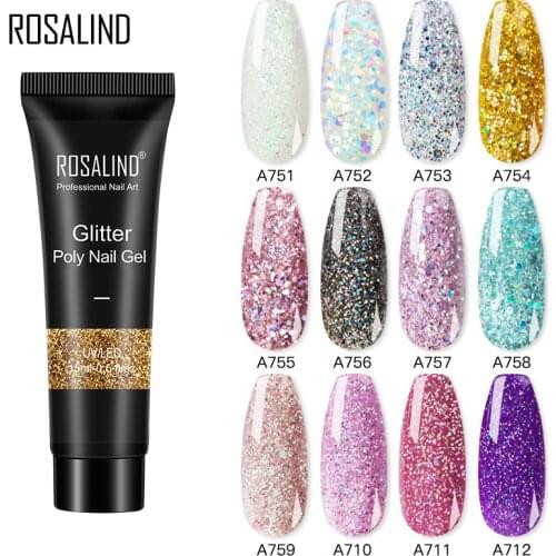 ROSALIND Poly Nail Gel 15ml All For Manicure Nails Art Design Luminous Poly Nail Extension Gel Semi Permanent Nail