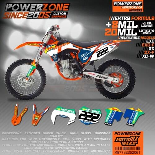 PowerZone Custom Team Graphics Backgrounds Decals 3M Stickers Kit For KTM SX SXF MX EXC XCW Enduro 125cc to 500cc 2011-2016 061