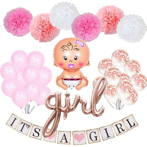 Baby Girl Parties Baby Shower Decorations Its A Girl Banner Balloons Gender Reveal Birthday Party Gifts Supply