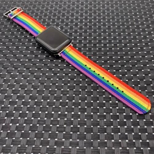 Rainbow Flag Style Nylon Strap for Apple Watch Sport Band 38mm 42mm iWatch 40mm 44mm Series 1 2 3 4 5 6 Nylon Sport Strap