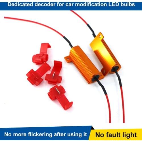 4pcs 50W 6ohm Load Resistor LED Turn Signal Light Blink Error Decorder LED Bulbs Light Error Free Code Solution Car Accessories