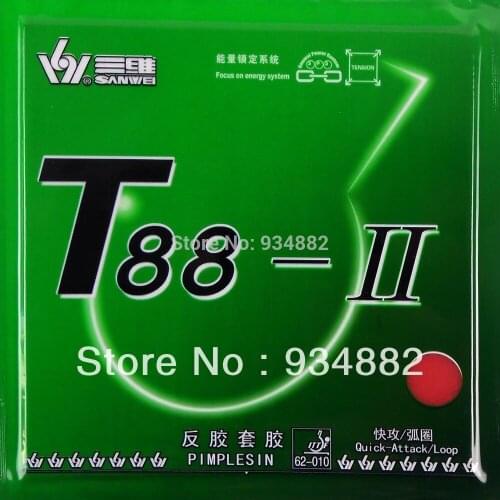 Sanwei T88-II (T88 2, T88-2, T88 II) Pips-In Table Tennis (PingPong) Rubber with Sponge
