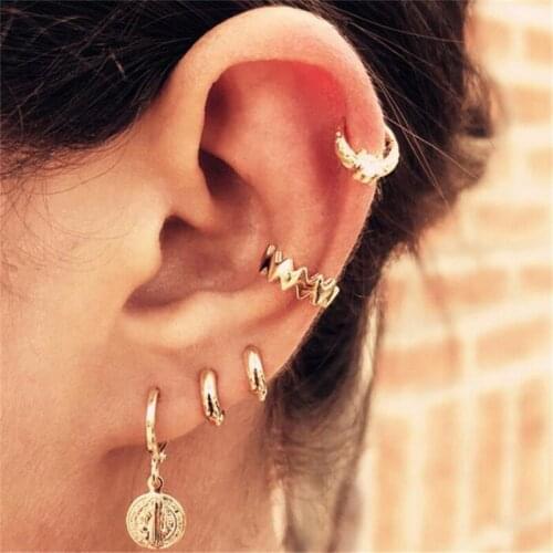 30Set/lot Bohemian Crystal Moon Star Coin Stud Earring Ear Stud Round Earring Set Jewelry for Charm Women Girl