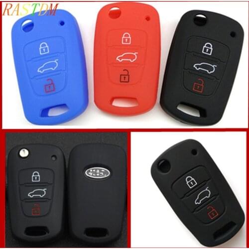 1pcs Silicone Key Case Cover Flip Folding Holder Protecting For Kia RIO K2 K5 k7 Sportage Sorento SOUL Pro Ceed Cerato 3 Buttons