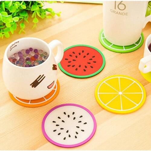 Fruit Shape Silicone Cup Pad Slip Insulation Pad Cup Mat Holder Orange/Watermelon/Carambola/Dragon Fruit Fruit Cup Mat