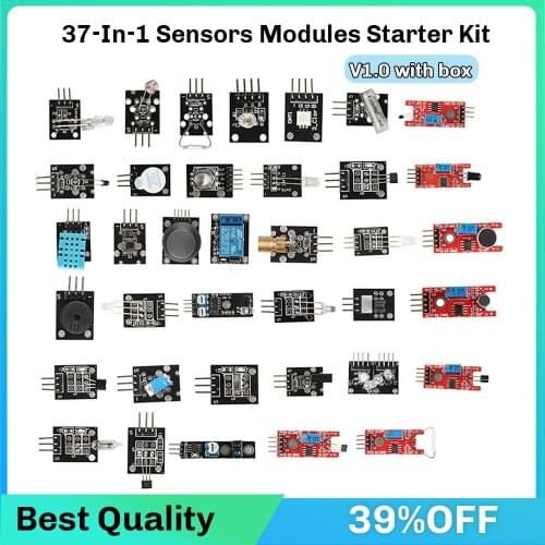 Starter Kit For arduino 45 in 1 Sensors Modules better than 37in1 sensor kit v1.0 37 in 1 Sensor Kit v2.0 UNO R3 MEGA2560