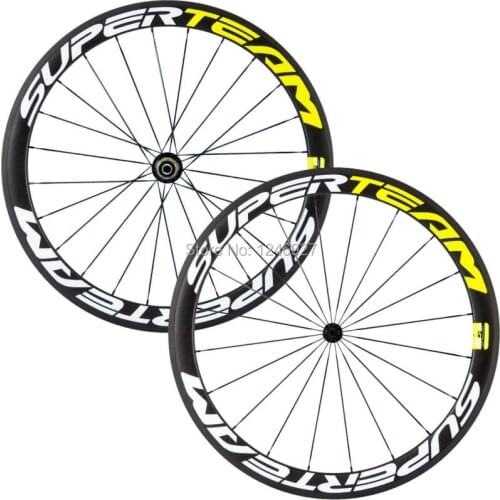 High quality carbon wheel China Superteam 50mm carbon wheelset white yellow decal clincher carbon wheels
