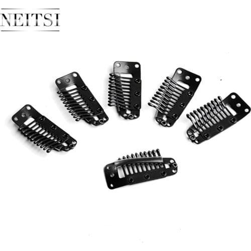 Neitsi I Shape Clips Stainless Steel Hair Snap Clips for Feather Clip In Hair Extensions Wigs Weft 3.2cm 50pcs/pack Colors