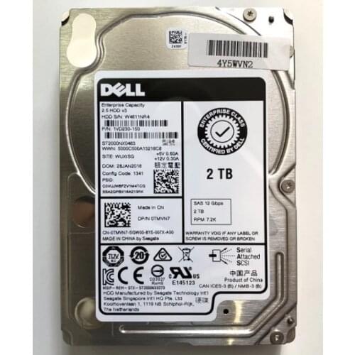 Dell Ent 0TMVN7 TMVN7 2TB ST2000NX0463 7.2K SAS 2.5" SFF 12Gbps Hard Drive HDD