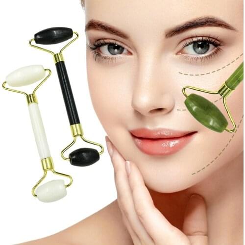 1PC Double Heads Jade Stone Massage Roller Facial Care Tool Guasha Board Face Neck Lift Slimming Thin Chin Beauty Skin Care