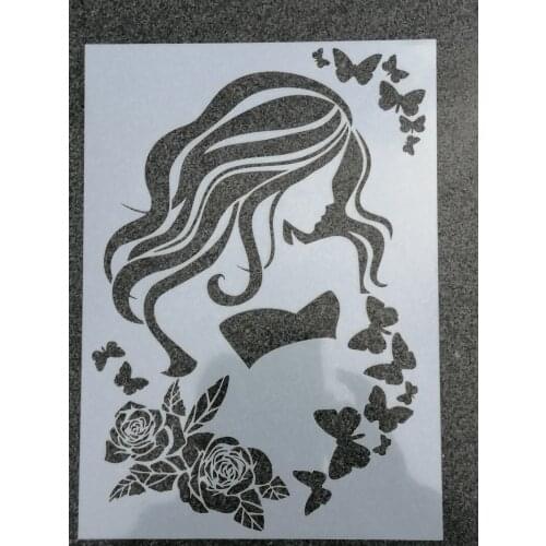 1pc Size A4 Belle DIY Layering Stencils Wall Painting Scrapbook Coloring Embossing Album Decorative Template