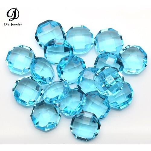 100pcs/Lot Double Turtle Cut Blue Crystal Glass Octagon Beads Oval Glass Loose Beads for jewelry