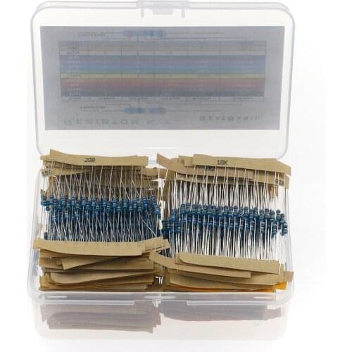 1350pcs/Box 135 Value 1/4W 1Ω~1MΩ Metal Film Resistor Assortment Kit