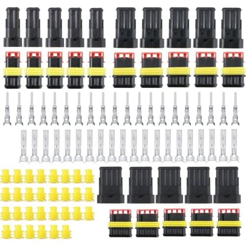 15set Kits 300V 12A 2+3+4 Pin 12A Way Car Sealed Waterproof Electrical Wire Connector Plug For Motorcycle Trucks Caravans Boats