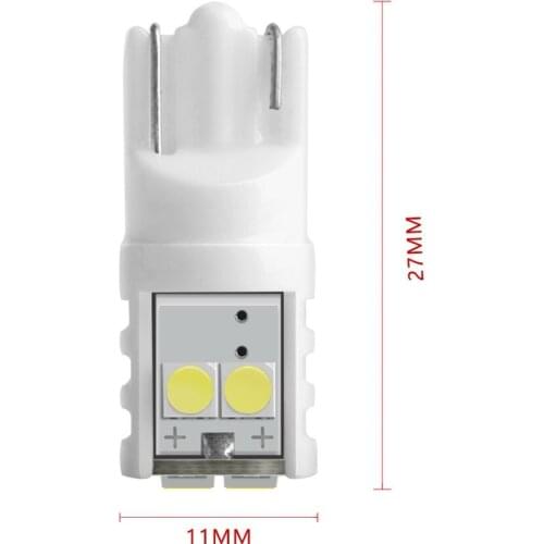 1x Ceramic W5W T10 LED 3030 SMD Car Light 194 168 Wedge Reverse Instrument Panel Reading Trunk Lamp White 6000K Bulbs Auto 12V