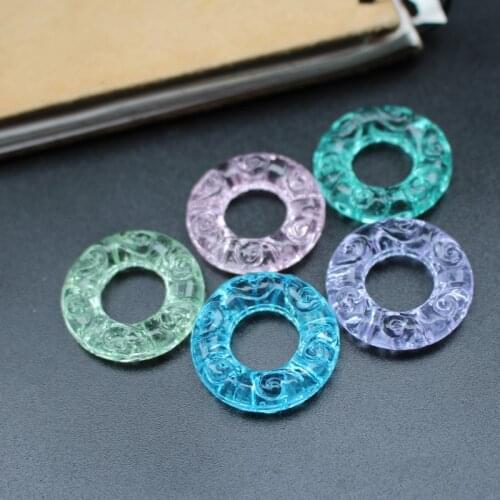 2Pcs 25mm Circle Shape Lampwork Beads Ethnic Carven Chinese Traditional Pattern Pendants Multi-color Charms DIY Jewelry Making